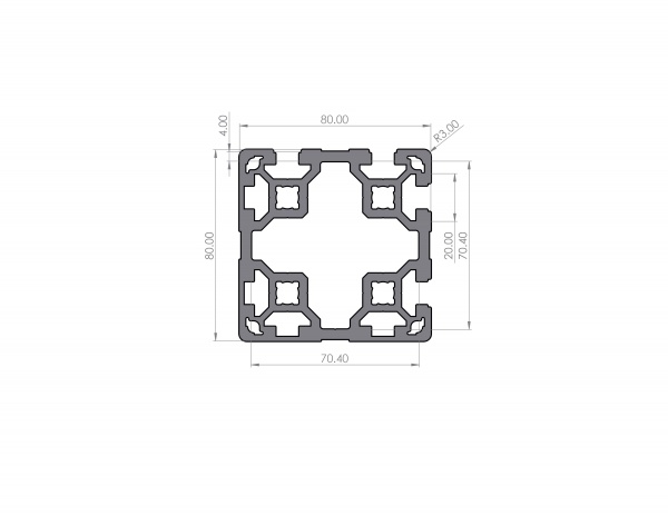 Aluminum profile 80x80 groove 10 B-type 4N90